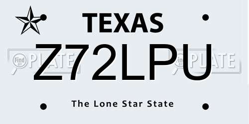 Z72LPU Texas License Plate