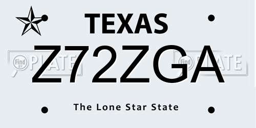 Z72ZGA Texas License Plate