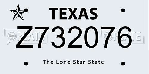 Z732076 Texas License Plate