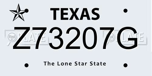 Z73207G Texas License Plate
