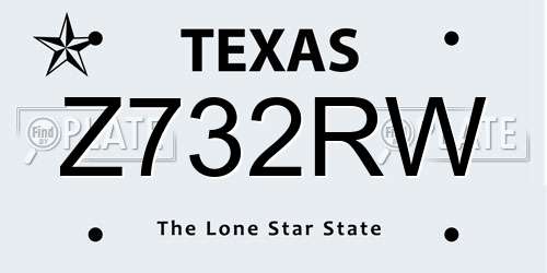 Z732RW Texas License Plate