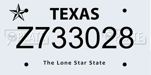 Z733028 Texas License Plate