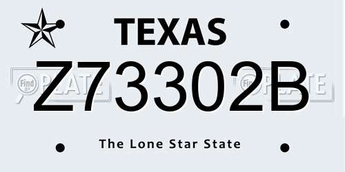 Z73302B Texas License Plate