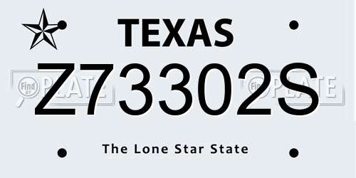 Z73302S Texas License Plate