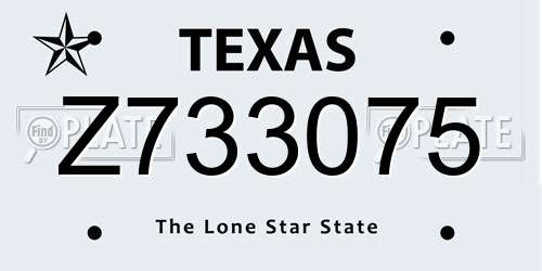 Z733075 Texas License Plate