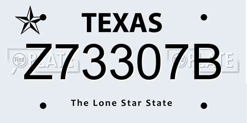 Z73307B Texas License Plate