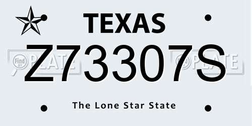 Z73307S Texas License Plate