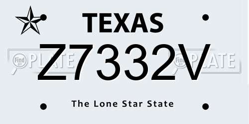Z7332V Texas License Plate