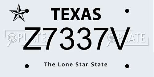 Z7337V Texas License Plate