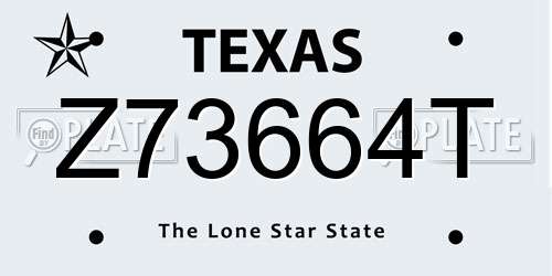 Z73664T Texas License Plate