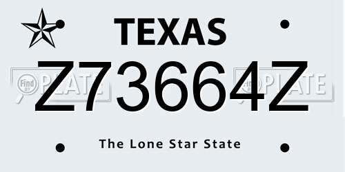 Z73664Z Texas License Plate