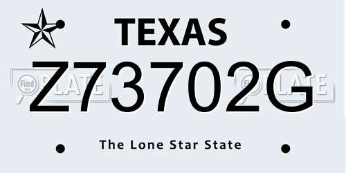 Z73702G Texas License Plate
