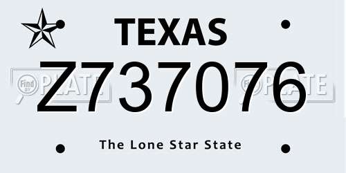 Z737076 Texas License Plate