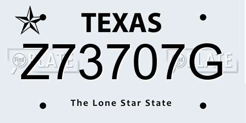 Z73707G Texas License Plate