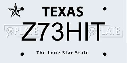 Z73HIT Texas License Plate