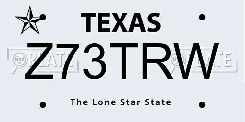 Z73TRW Texas License Plate