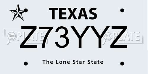 Z73YYZ Texas License Plate