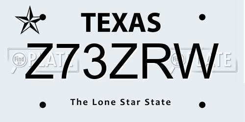 Z73ZRW Texas License Plate