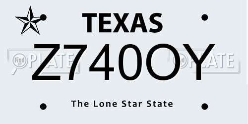 Z740OY Texas License Plate