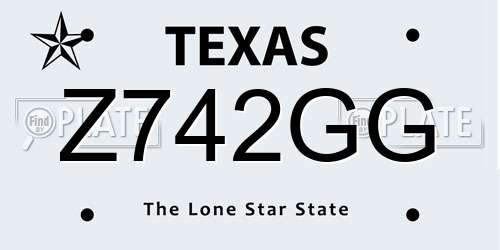 Z742GG Texas License Plate
