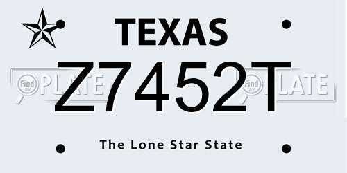 Z7452T Texas License Plate