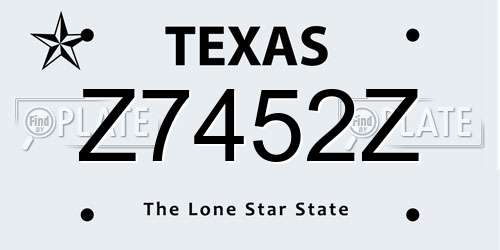 Z7452Z Texas License Plate