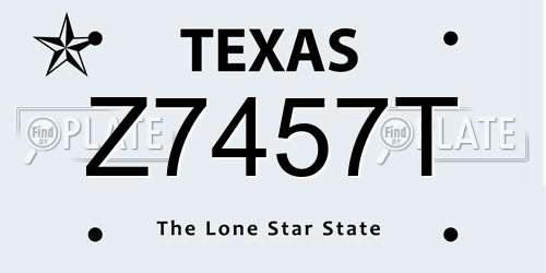 Z7457T Texas License Plate