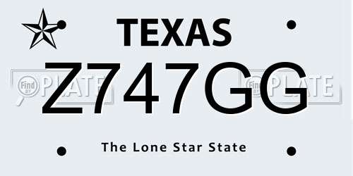Z747GG Texas License Plate