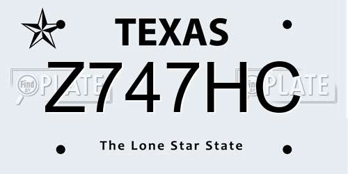 Z747HC Texas License Plate