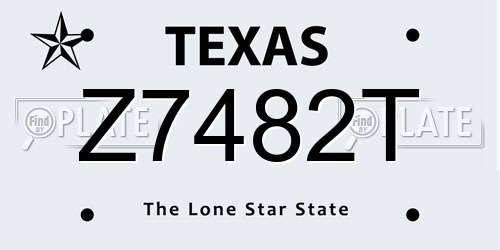 Z7482T Texas License Plate