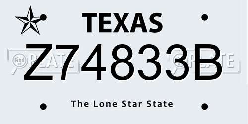 Z74833B Texas License Plate