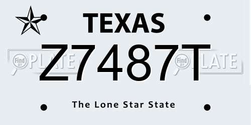 Z7487T Texas License Plate