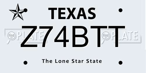 Z74BTT Texas License Plate