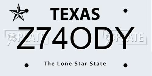 Z74ODY Texas License Plate