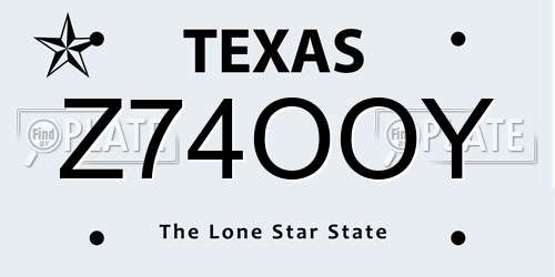Z74OOY Texas License Plate