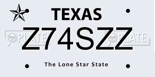 Z74SZZ Texas License Plate
