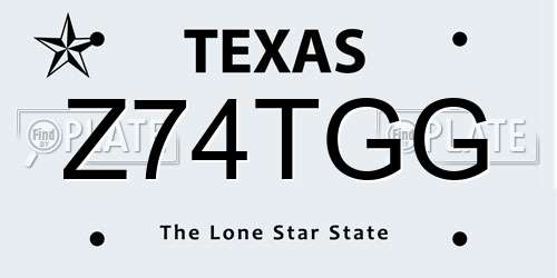 Z74TGG Texas License Plate