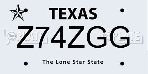 Z74ZGG Texas License Plate