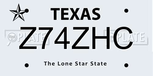 Z74ZHC Texas License Plate