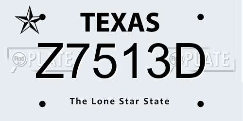 Z7513D Texas License Plate