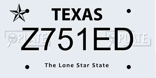 Z751ED Texas License Plate