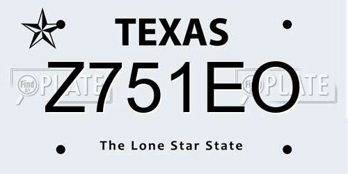 Z751EO Texas License Plate