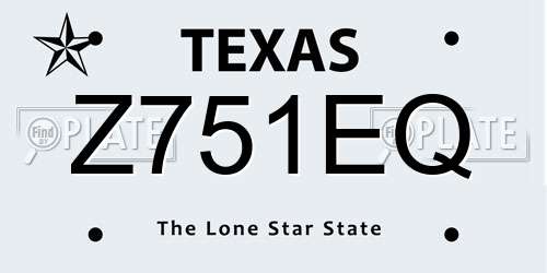 Z751EQ Texas License Plate