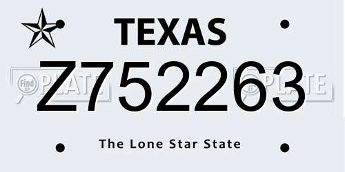 Z752263 Texas License Plate
