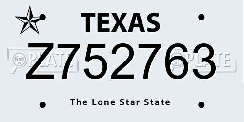 Z752763 Texas License Plate
