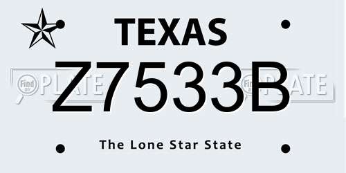 Z7533B Texas License Plate