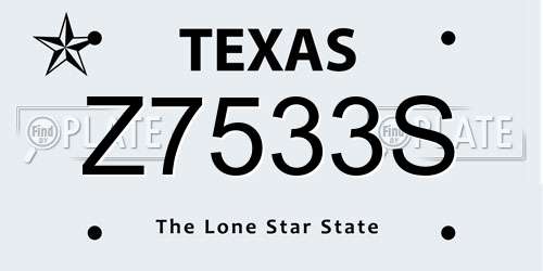 Z7533S Texas License Plate