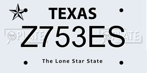 Z753ES Texas License Plate