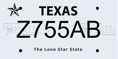 Z755AB Texas License Plate
