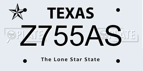 Z755AS Texas License Plate